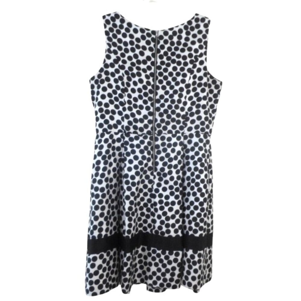 Danny & Nicole Black White Polka Dot Sleeveless Pleated Fit Flare Dress - Picture 6 of 9